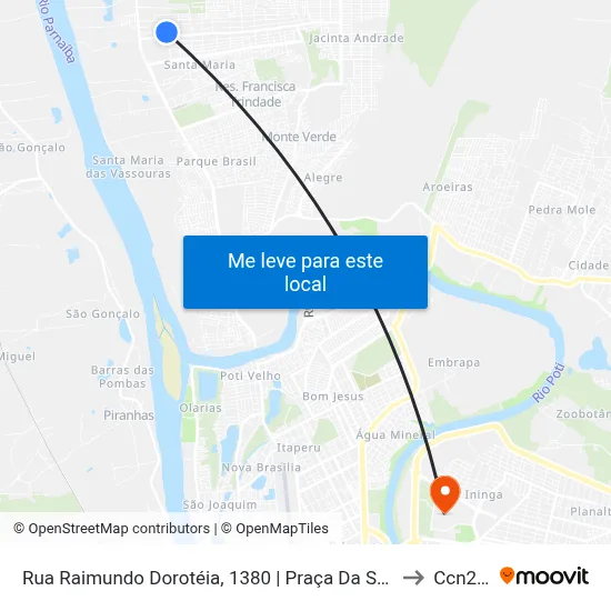 Rua Raimundo Dorotéia, 1380 | Praça Da Santa Maria Da Codipi to Ccn2 Ufpi map