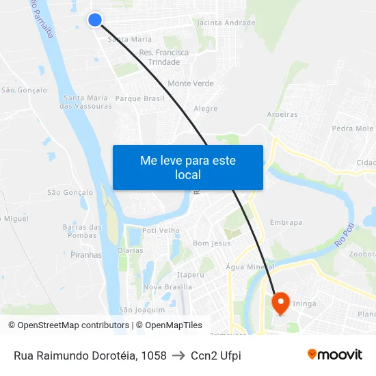 Rua Raimundo Dorotéia, 1058 to Ccn2 Ufpi map
