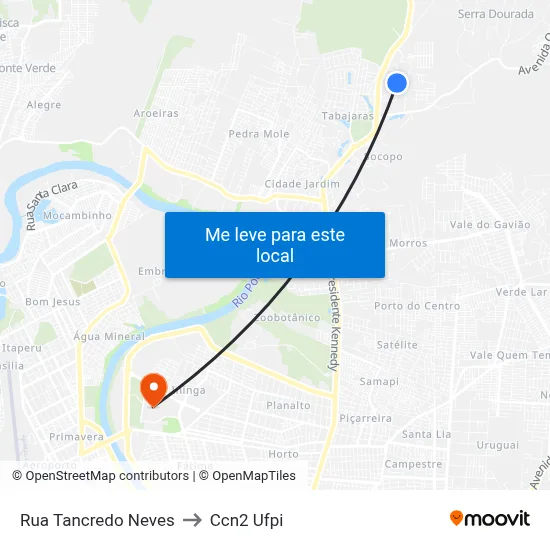 Rua Tancredo Neves to Ccn2 Ufpi map