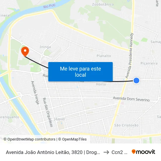 Avenida João Antônio Leitão, 3820 | Drograria Globo to Ccn2 Ufpi map
