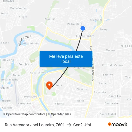 Rua Vereador Joel Loureiro, 7601 to Ccn2 Ufpi map