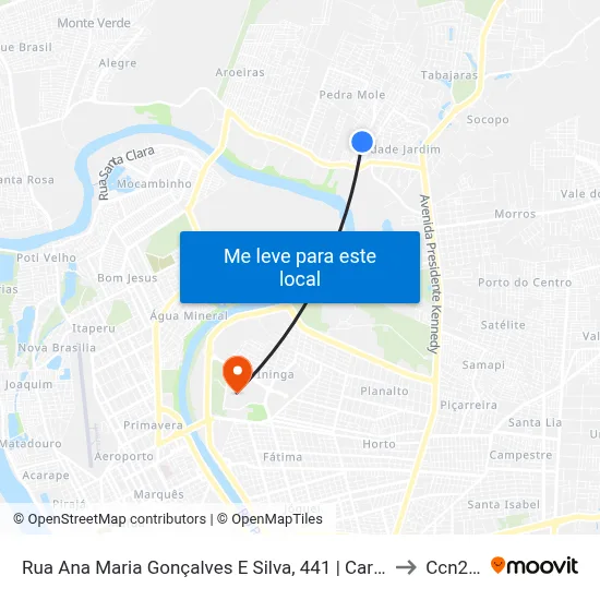 Rua Ana Maria Gonçalves E Silva, 441 | Carvalho Supermercado to Ccn2 Ufpi map