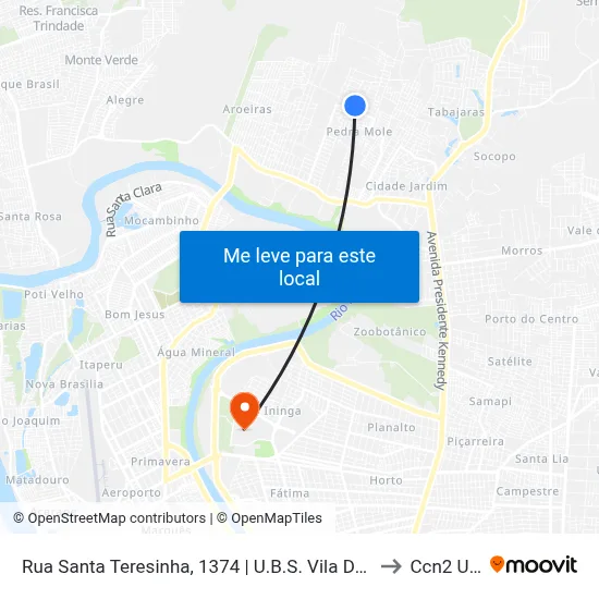 Rua Santa Teresinha, 1374 | U.B.S. Vila Do Avião to Ccn2 Ufpi map