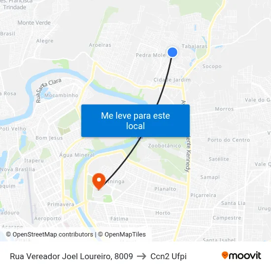 Rua Vereador Joel Loureiro, 8009 to Ccn2 Ufpi map