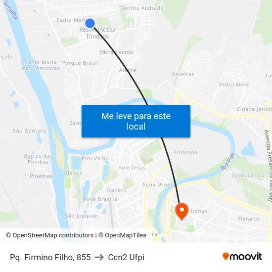 Pq. Firmino Filho, 855 to Ccn2 Ufpi map