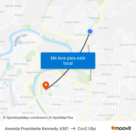 Avenida Presidente Kennedy, 6381 to Ccn2 Ufpi map