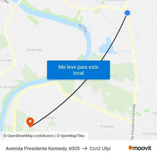 Avenida Presidente Kennedy, 6005 to Ccn2 Ufpi map