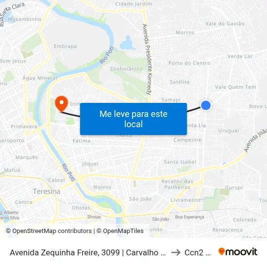 Avenida Zequinha Freire, 3099 | Carvalho Mercadão to Ccn2 Ufpi map