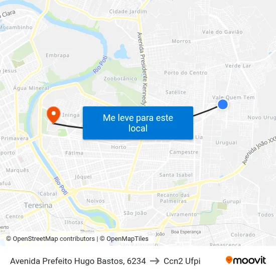 Avenida Prefeito Hugo Bastos, 6234 to Ccn2 Ufpi map