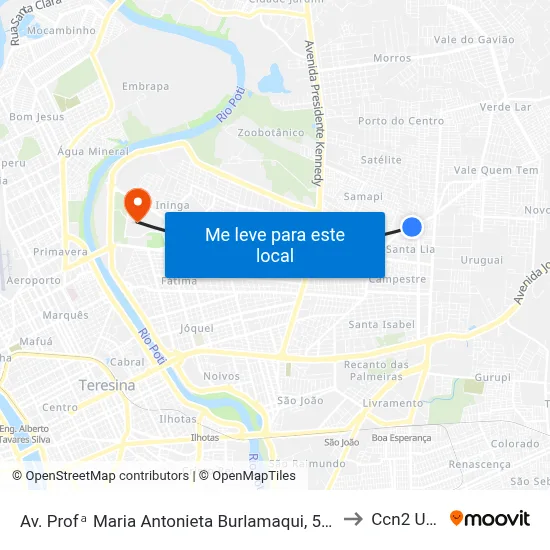 Av. Profᵃ Maria Antonieta Burlamaqui, 5357 to Ccn2 Ufpi map