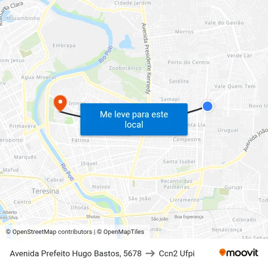 Avenida Prefeito Hugo Bastos, 5678 to Ccn2 Ufpi map