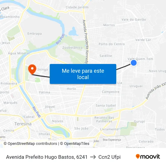 Avenida Prefeito Hugo Bastos, 6241 to Ccn2 Ufpi map