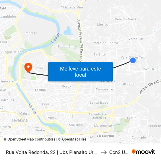 Rua Volta Redonda, 22 | Ubs Planalto Uruguai to Ccn2 Ufpi map