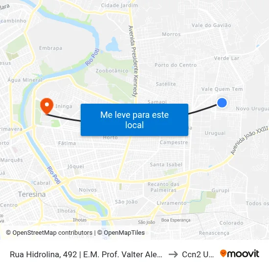 Rua Hidrolina, 492 | E.M. Prof. Valter Alencar to Ccn2 Ufpi map