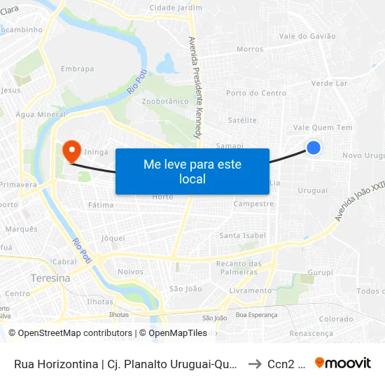 Rua Horizontina | Cj. Planalto Uruguai-Quadra A02, 13 to Ccn2 Ufpi map