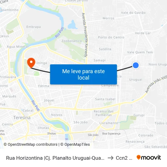 Rua Horizontina |Cj. Planalto Uruguai-Quadra A04, 10 to Ccn2 Ufpi map