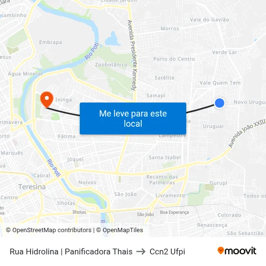 Rua Hidrolina | Panificadora Thais to Ccn2 Ufpi map