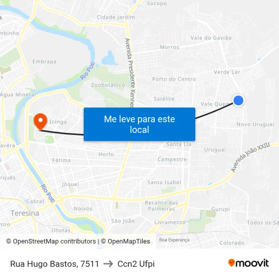 Rua Hugo Bastos, 7511 to Ccn2 Ufpi map