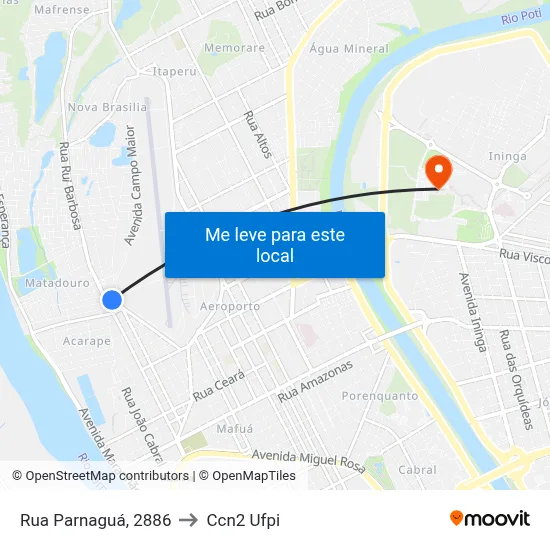 Rua Parnaguá, 2886 to Ccn2 Ufpi map