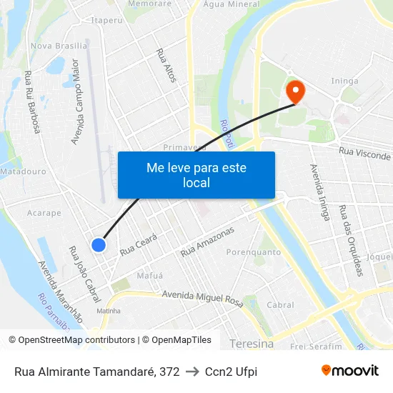 Rua Almirante Tamandaré, 372 to Ccn2 Ufpi map