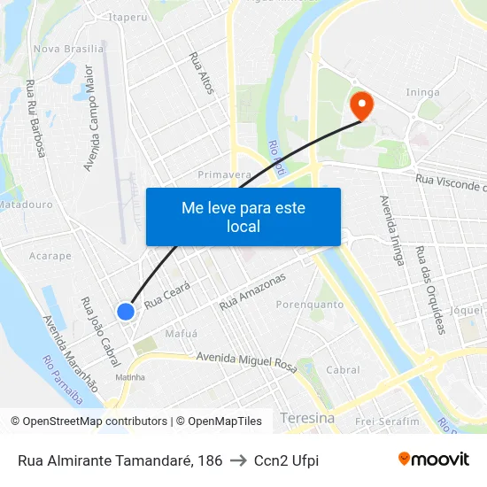 Rua Almirante Tamandaré, 186 to Ccn2 Ufpi map