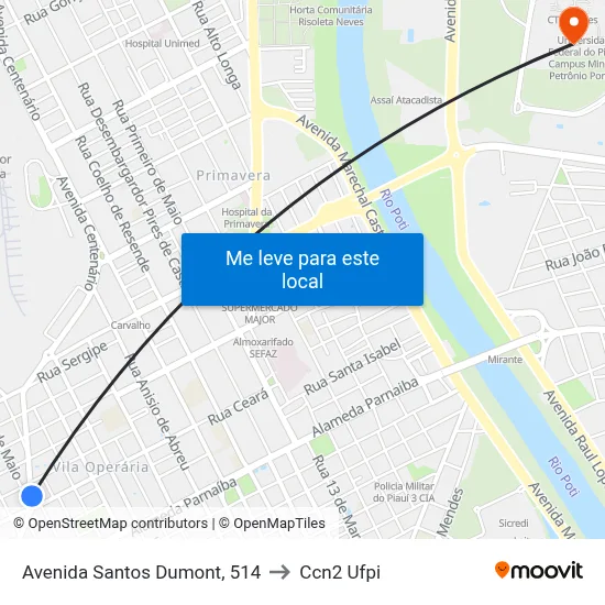 Avenida Santos Dumont, 514 to Ccn2 Ufpi map