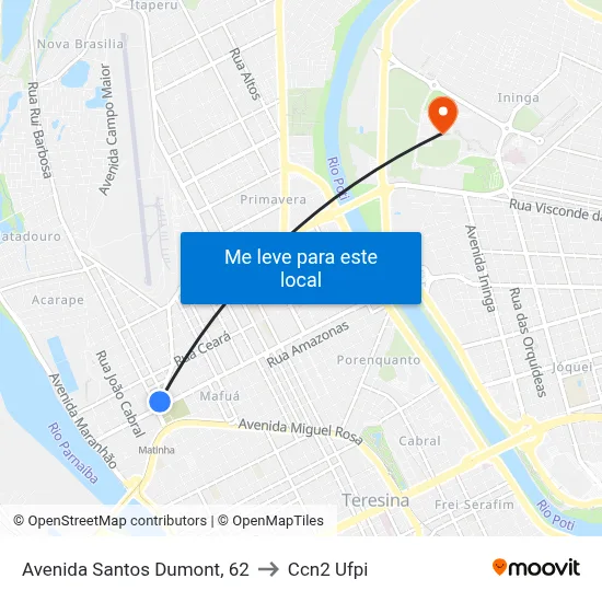 Avenida Santos Dumont, 62 to Ccn2 Ufpi map