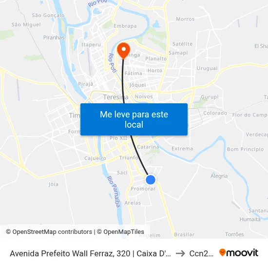 Avenida Prefeito Wall Ferraz, 320 | Caixa D'Agua Parque Piaui to Ccn2 Ufpi map