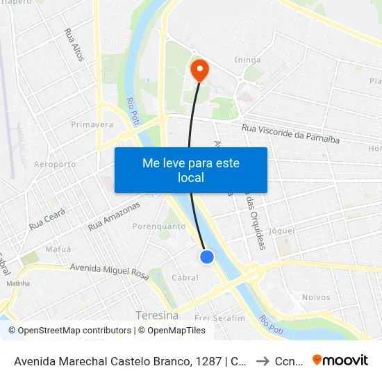 Avenida Marechal Castelo Branco, 1287 | Câmara Municipal De Teresina to Ccn2 Ufpi map