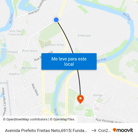 Avenida Prefeito Freitas Neto,6915| Fundação Francisca Trindade to Ccn2 Ufpi map