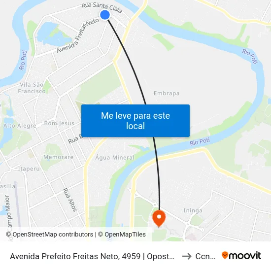 Avenida Prefeito Freitas Neto, 4959 | Oposto Ao Hospital Do Mocambinho to Ccn2 Ufpi map