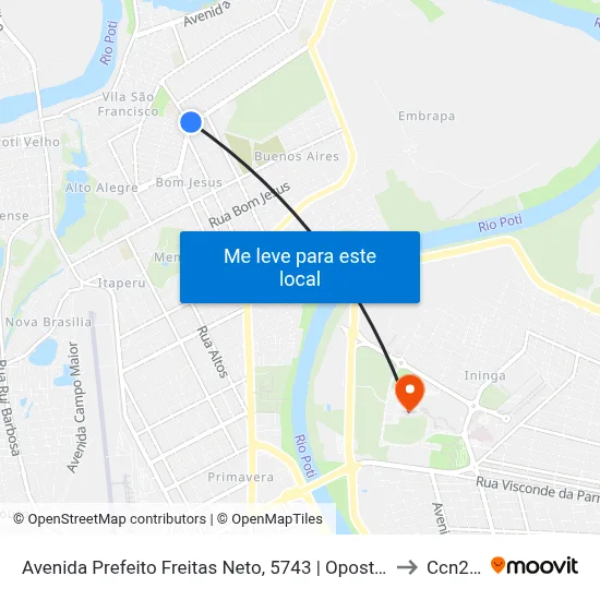 Avenida Prefeito Freitas Neto, 5743 | Oposto Churrascaria Casa7 to Ccn2 Ufpi map