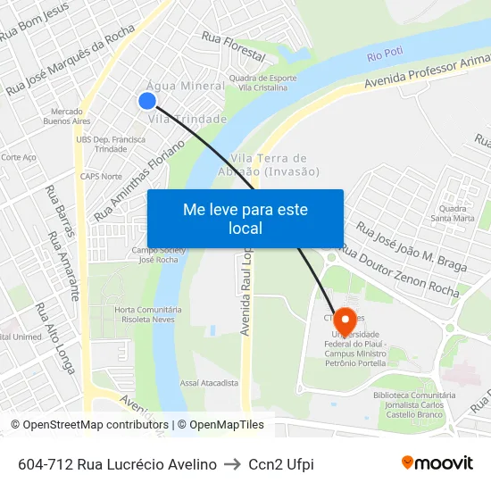 604-712 Rua Lucrécio Avelino to Ccn2 Ufpi map