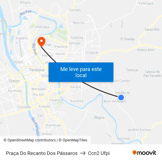 Praça Do Recanto Dos Pássaros to Ccn2 Ufpi map
