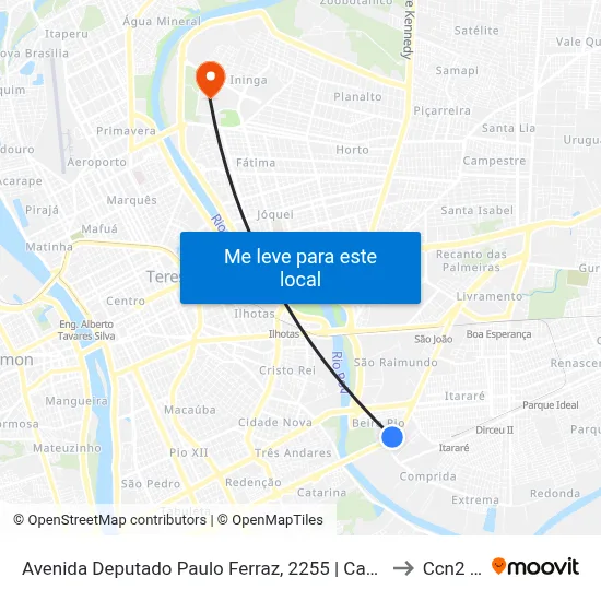 Avenida Deputado Paulo Ferraz, 2255 | Carvalho Mercadão to Ccn2 Ufpi map