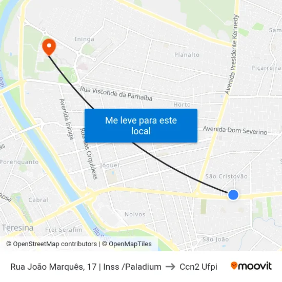 Rua João Marquês, 17 |  Inss /Paladium to Ccn2 Ufpi map