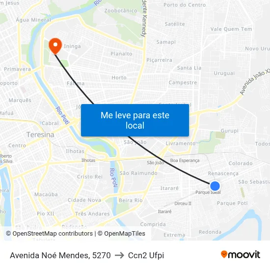 Avenida Noé Mendes, 5270 to Ccn2 Ufpi map