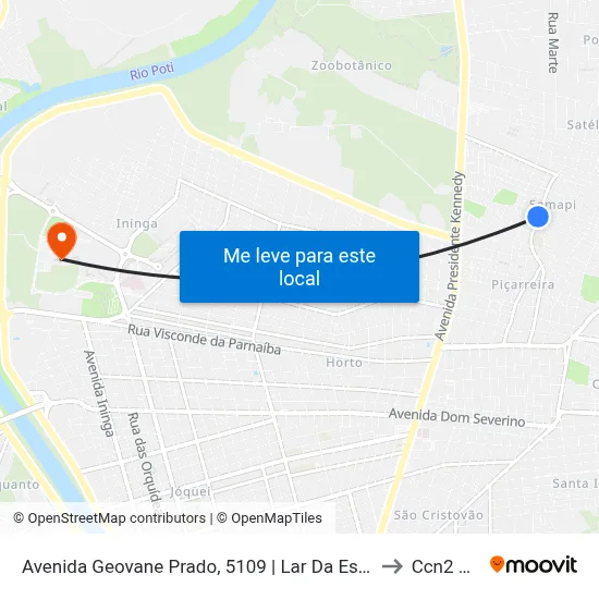 Avenida Geovane Prado, 5109 | Lar Da Esperança to Ccn2 Ufpi map