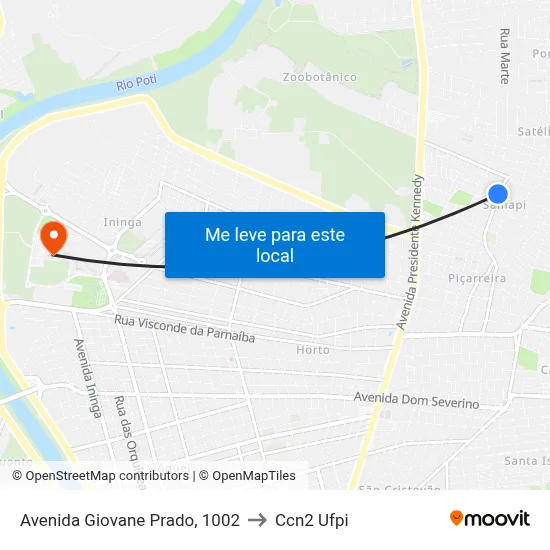 Avenida Giovane Prado, 1002 to Ccn2 Ufpi map