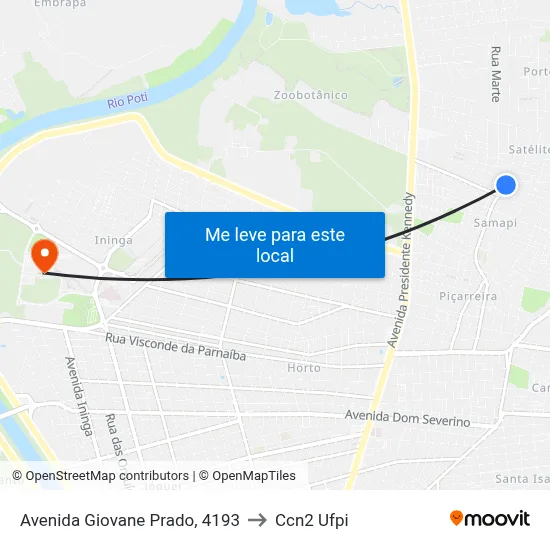 Avenida Giovane Prado, 4193 to Ccn2 Ufpi map