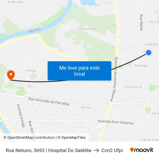 Rua Netuno, 3693 | Hospital Do Satélite to Ccn2 Ufpi map