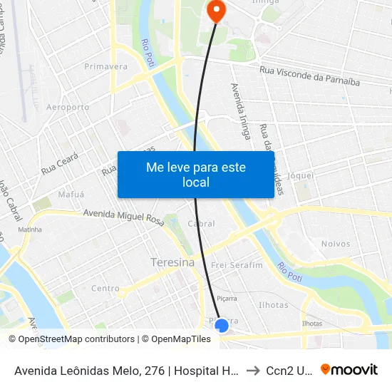 Avenida Leônidas Melo, 276 | Hospital Hti Sul to Ccn2 Ufpi map
