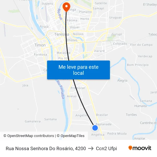 Rua Nossa Senhora Do Rosário, 4200 to Ccn2 Ufpi map