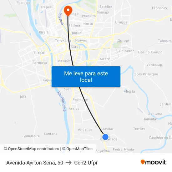 Avenida Ayrton Sena, 50 to Ccn2 Ufpi map