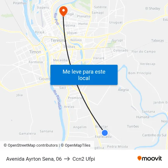 Avenida Ayrton Sena, 06 to Ccn2 Ufpi map