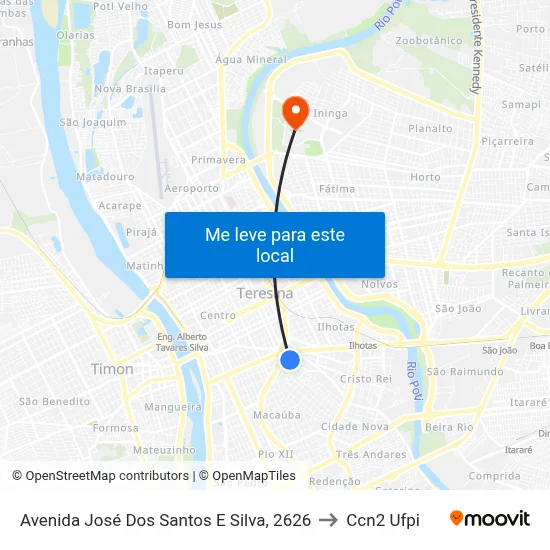 Avenida José Dos Santos E Silva, 2626 to Ccn2 Ufpi map