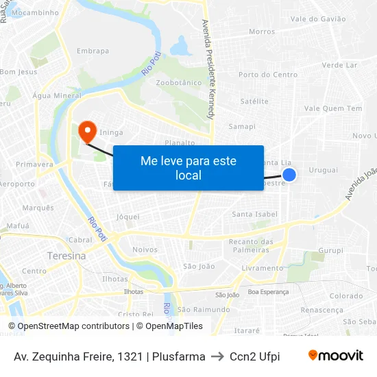 Av. Zequinha Freire, 1321 | Plusfarma to Ccn2 Ufpi map