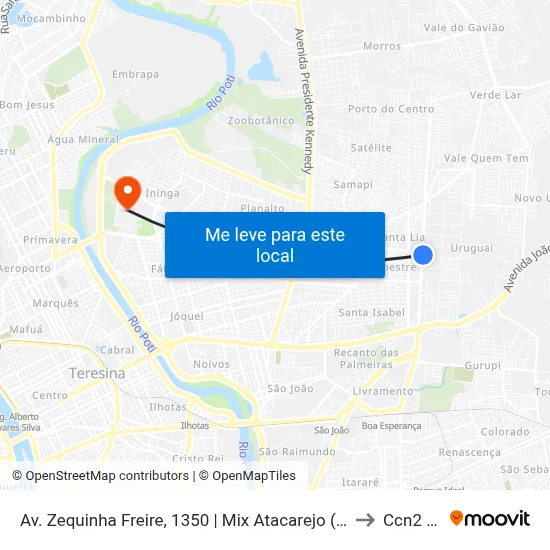Av. Zequinha Freire, 1350 | Mix Atacarejo (Mix Mateus) to Ccn2 Ufpi map