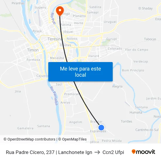 Rua Padre Cícero, 237 | Lanchonete Ign to Ccn2 Ufpi map