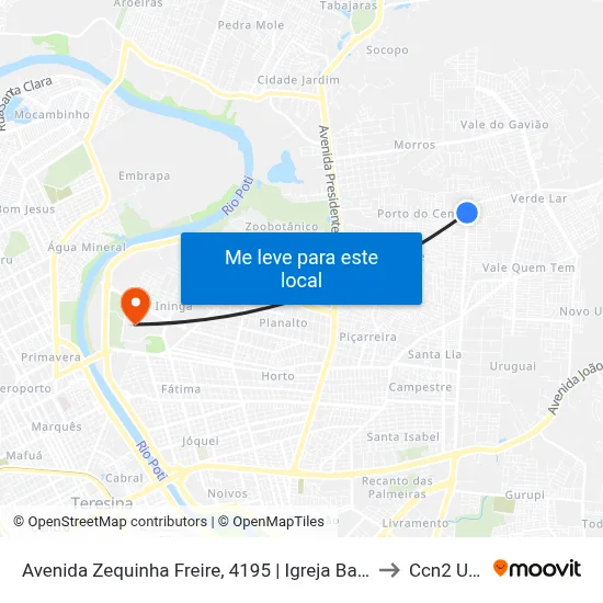 Avenida Zequinha Freire, 4195 | Igreja Batista to Ccn2 Ufpi map